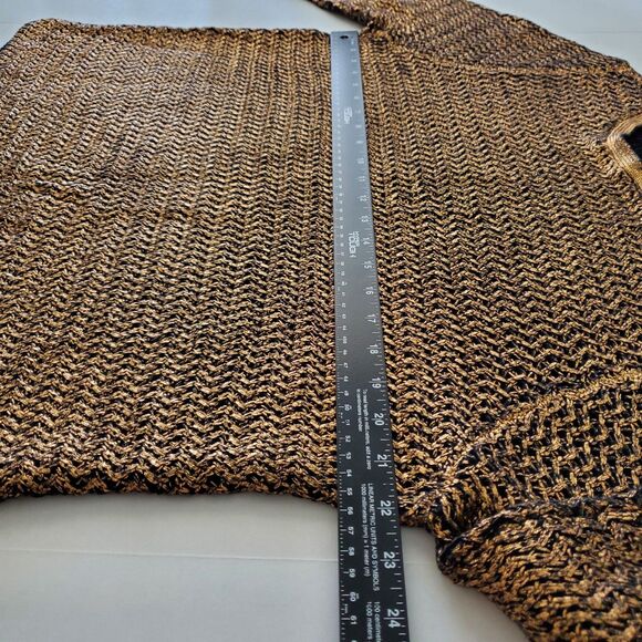 Chico's Gold/Bronze Metallic Chunky Knit Lightweight Sweater Sz XL Holiday Glam - Picture 4 of 9